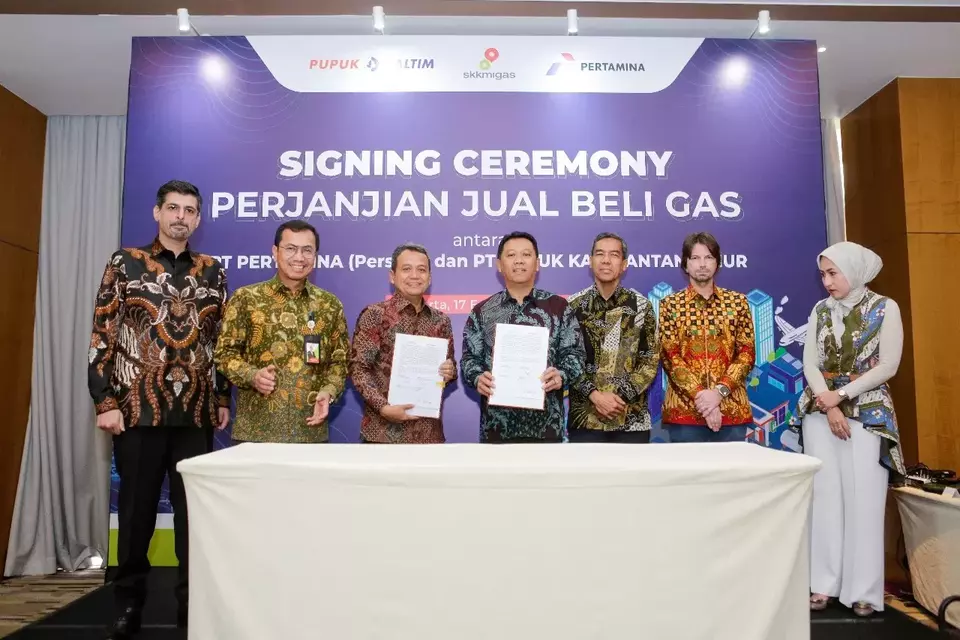 Pupuk Kaltim dan Pertamina menandatangani Perjanjian Jual Beli Gas (PJBG) untuk periode kontrak 2022-2028. 
Sumber: Ist