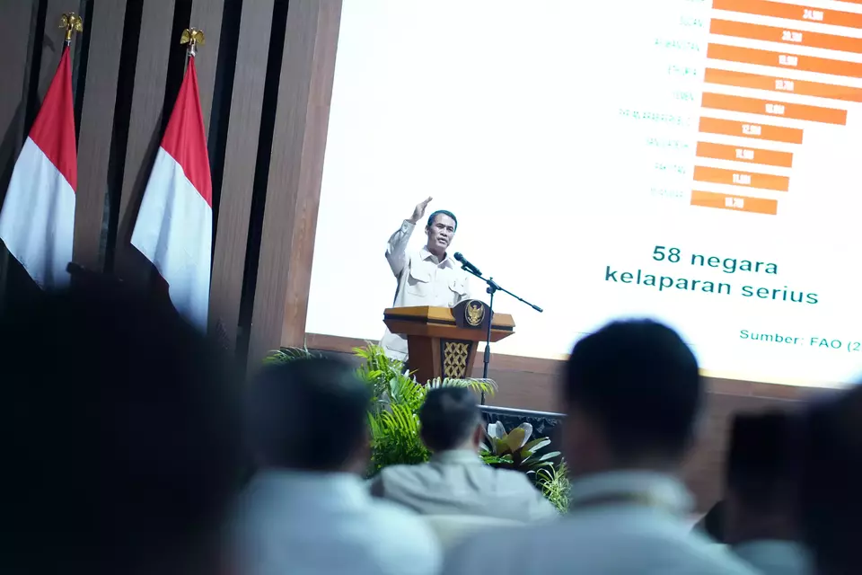 Menteri Pertanian (Mentan) Andi Amran Sulaiman saat menyampaikan materi dalam Retret atau Pembekalan Kepala Daerah 2025-2030 yang digelar Kemendagri di Magelang, Selasa, (25/2/2025). (Foto: istimewa)