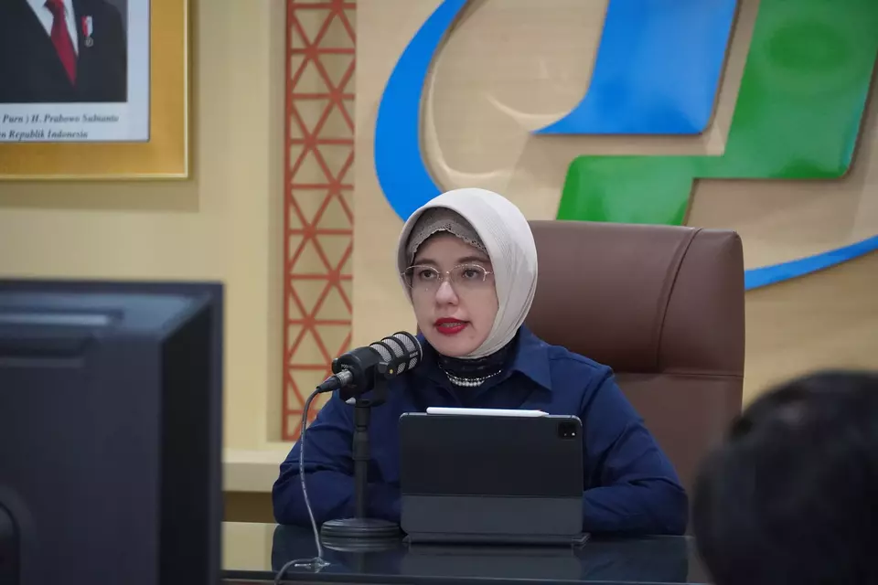 Kepala BPS Amalia Adininggar Widyasanti dalam konferensi pers di Kantor BPS pada Senin (3/3/2025). (Sumber: BPS)