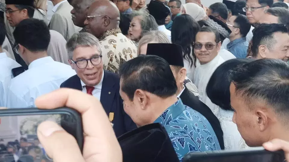 Presiden ke-6 RI Susilo Bambang Yudhonyo (SBY) menghadiri gelar griya yang digelar Presiden Prabowo Subianto di Istana Merdeka, Jakarta, Senin (31/3/2025). (Foto: B-Universe/ Celvin Sipahutar)