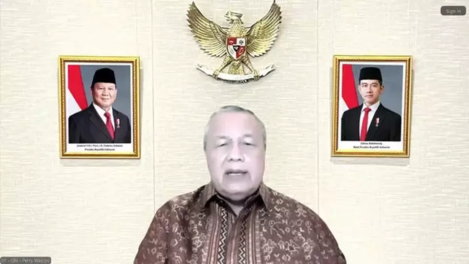 Gubernur BI Perry Warjiyo dalam konferensi pers hasil Rapat Dewan Gubernur Bulanan April 2025 di yang digelar secara daring, Rabu (23/4/2025). (Tangkapan Layar: Zoom, Bank Indonesia)