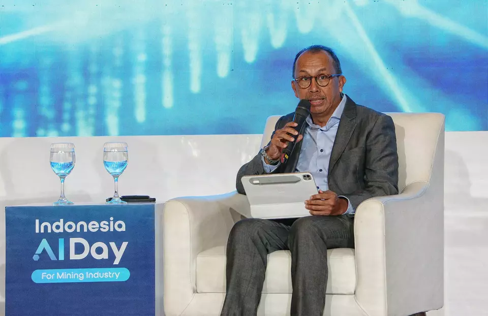 Wakil Ketua Umum Kadin Indonesia Bidang Investasi, Eka Satria dalam acara Indonesia AI Day for Mining Industry di Kempinski Hotel, Jakarta, Kamis (24/4/2025). (B-Universe Photo/Joanito De Saojoao)