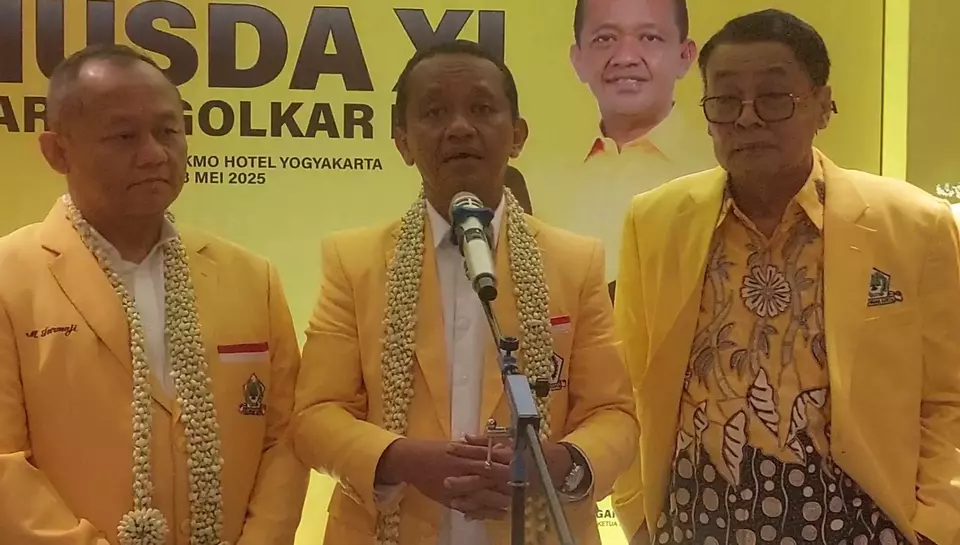 Ketua Umum Partai Golkar Bahlil Lahadalia saat Musda XII DIY, Minggu (18/5/2025)