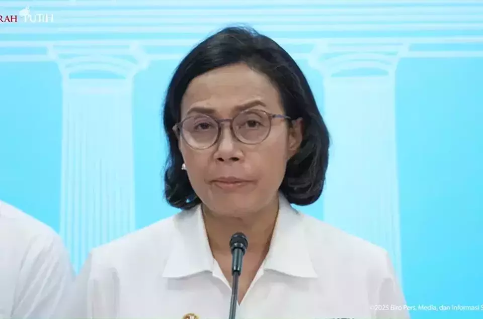 Menteri Keuangan Sri Mulyani dalam konferensi pers di Kantor Presiden, Jakarta, pada Senin (2/6/2025). (Tangkapan layar: Youtube, Sekretariat Presiden)