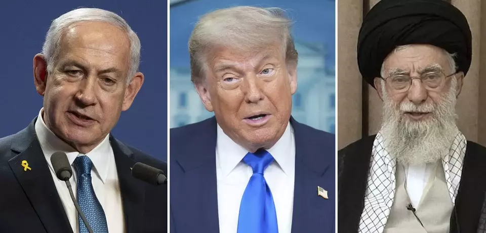 Kombinasi foto ini menunjukkan (dari kiri) PM Israel Benjamin Netanyahu, Presiden AS Donald Trump, dan Pemimpin Tertinggi Ayatollah Ali Khamenei. (Foto: AP)
