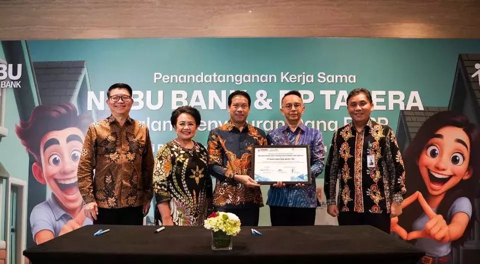 (Kiri - kanan) Suhaimin Johan, Direktur Utama Nobu Bank, Juanita Amanda Luthan, Chief Consumer Officer, Hendra Kurniawan, Direktur Nobu Bank, Sid Herdi Kusuma, Deputi Komisioner Bidang Pemanfaatan BP Tapera, Heru Pudyo Nugroho, Komisioner BP Tapera. (Foto Ist)