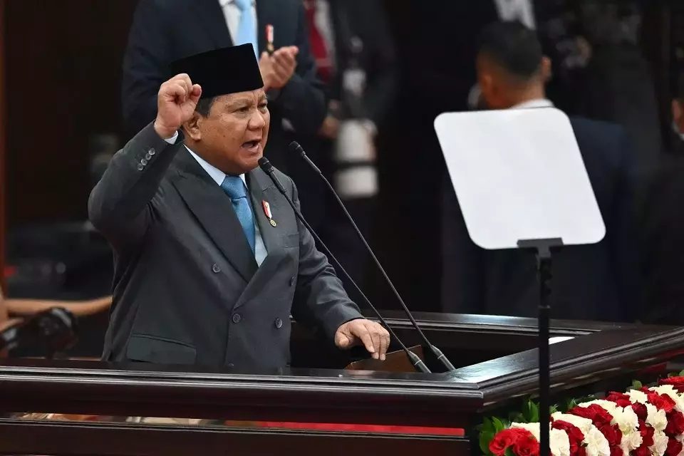Presiden Prabowo Subianto menyampaikan pidato dalam Sidang Tahunan MPR RI dan Sidang Bersama DPR-DPD RI Tahun 2025 di Gedung Nusantara, Kompleks Parlemen, Jakarta, Jumat (15/8/2025). (ANTARA/Rivan Awal Lingga)