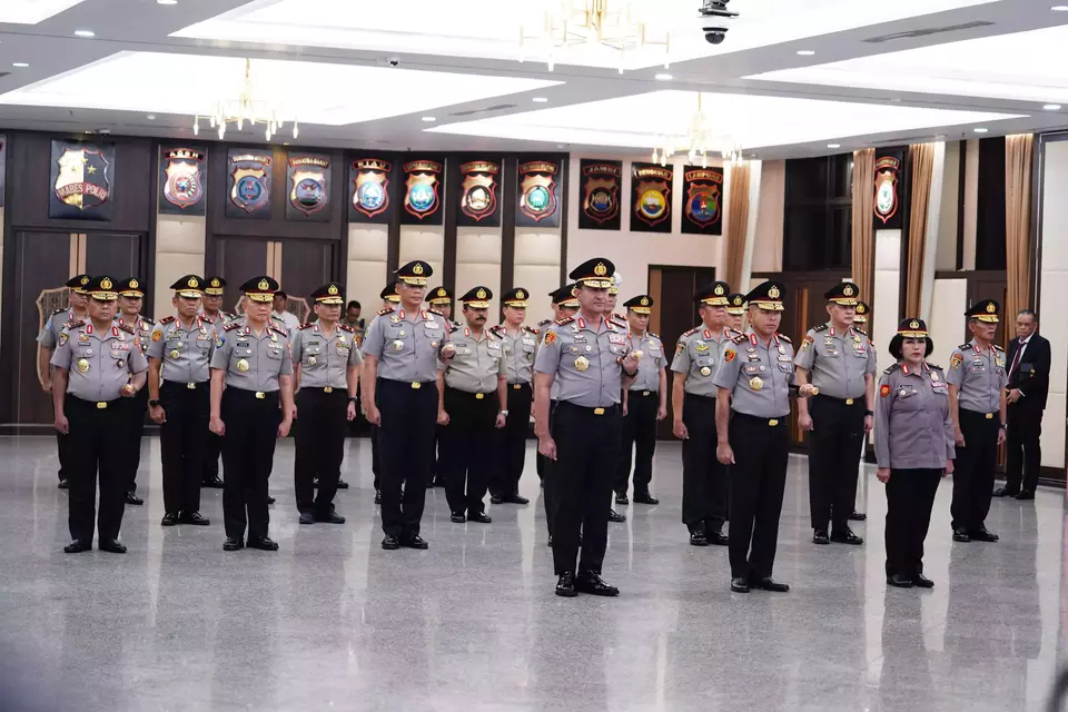 Upacara kenaikan pangkat perwira tinggi Polri di Rupattama Mabes Polri, Jumat (12/9/2025). 