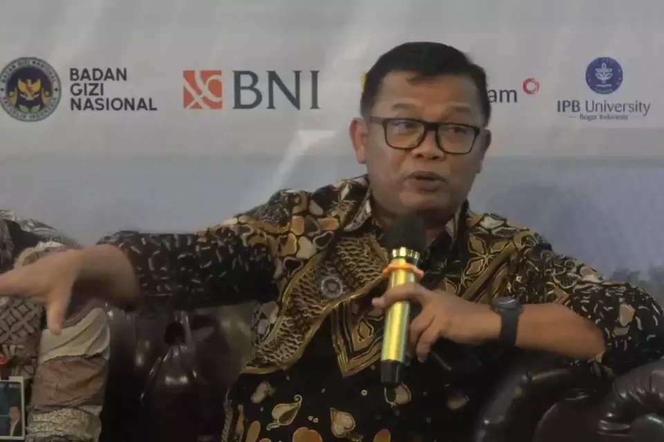 Deputi Bidang Sistem dan Tata Kelola BGN, Tigor Pangaribuan, saat menghadiri diskusi Food Business Opportunity yang digelar oleh BPP Himpunan Pengusaha Muda Indonesia (HIPMI) di Jakarta Selatan, Selasa (7/10/2025). (B-Universe Photo/Muhammad Farhan)