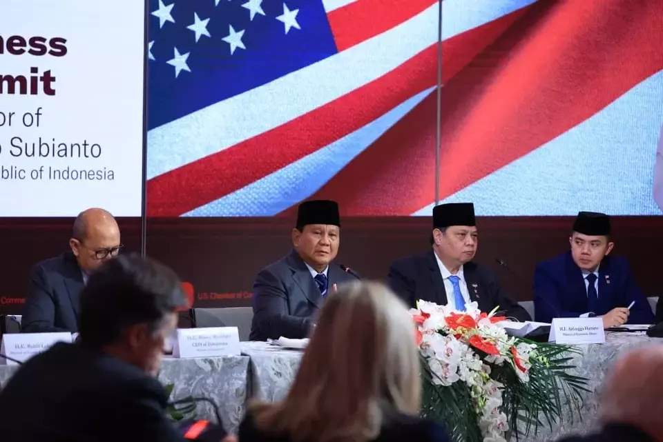 Prabowo Subianto dalam acara Business Summit di US Chamber of Commerce, Washington DC, Amerika Serikat, Rabu (18/02/2026) (Foto: Istimewa)