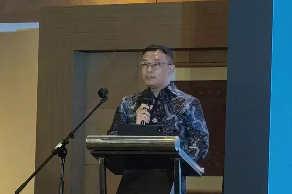 Plt. Sekretaris Jenderal Dewan Nasional KEK, Rizal Edwin Manansang saat memaparkan perkembangan KEK di Indonesia pada Kamis (12/3/2025) di di Jakarta. (B-Universe Photo/Akmalal Hamdhi)