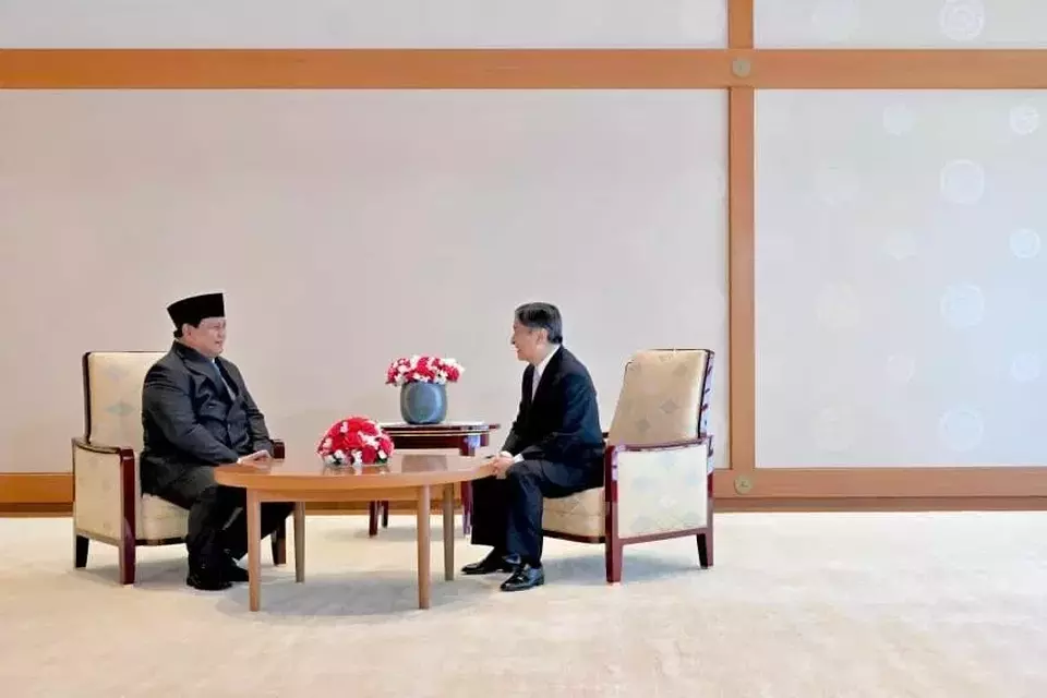 Presiden Republik Indonesia Prabowo Subianto melakukan kunjungan kehormatan kepada Kaisar Jepang Naruhito di Istana Kekaisaran Jepang, Tokyo, pada Senin (30/3/2026). (Foto: BPMI Setpres/Laily Rachev)