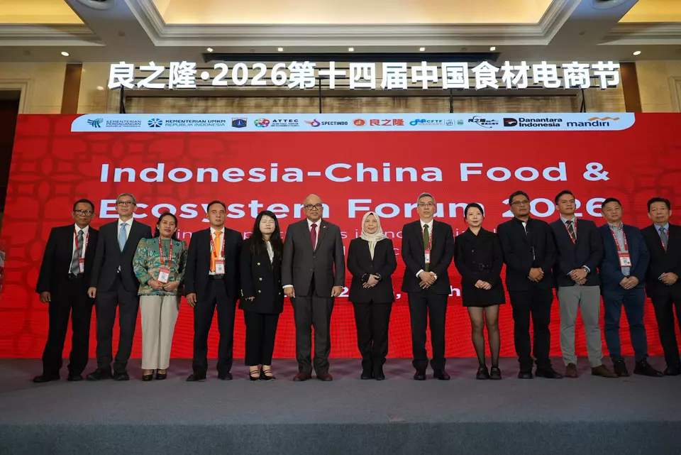 Penyelenggaraan Indonesia-China Food & Ecosystem Forum 2026 pada The 14th China Food Trade Fair 2026 di Wuhan, Tiongkok, Senin (30/3/2026). (Istimewa)