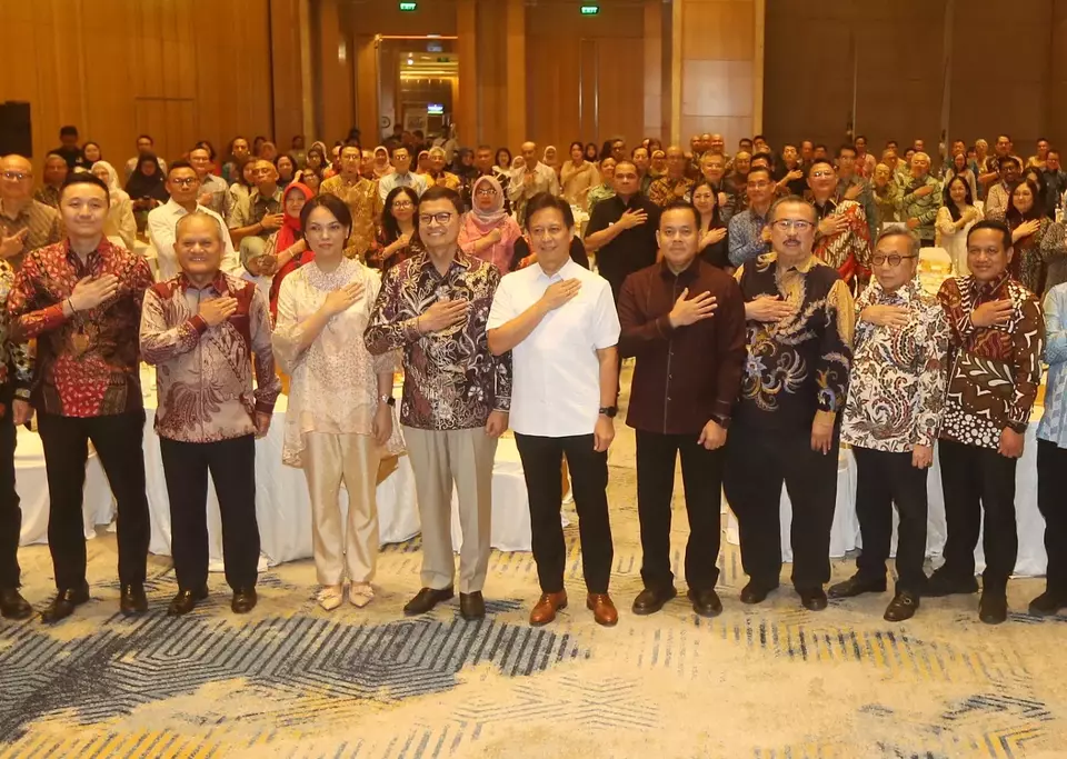 Menteri Kesehatan Republik Indonesia Budi Gunadi Sadikin dalam Halalbihalal GP Farmasi Indonesia 2026 dan Kementerian Kesehatan di Jakarta, Kamis (16/4/2026).