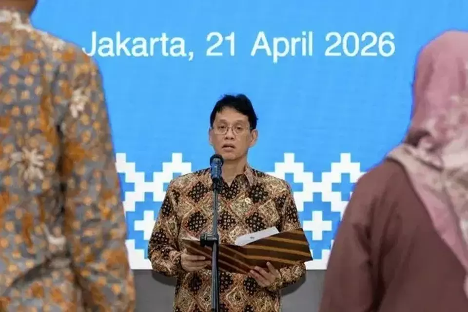 Menteri Keuangan (Menkeu) Purbaya Yudhi Sadewa melantik lima orang pimpinan tinggi pratama (pejabat eselon II) di lingkungan Kementerian Keuangan (Kemenkeu), Jakarta, pada Selasa (21/4/2026). (Foto: Biro KLI KEmenkeu/Zalfa Dhiaulhaq)
