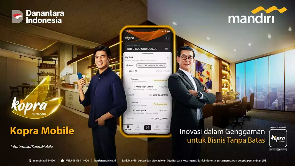Bank Mandiri memperkuat layanan Kopra Mobile dengan menghadirkan sejumlah fitur baru yang memudahkan nasabah dalam mengelola transaksi bisnis secara lebih fleksibel dan terintegrasi. (Bank Mandiri)
