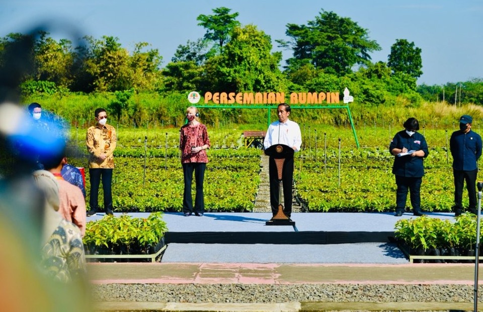 President Joko "Jokowi" Widodo inaugurates the Rumpin nursery center in Bogor, West Java, on June 10, 2022. (Photo Courtesy of Presidential Secretariat