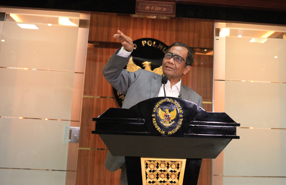 Coordinating Minister for Politics, Legal, and Security Affairs Mohammad Mahfud MD. (Antara Photo/Reno Esnir)