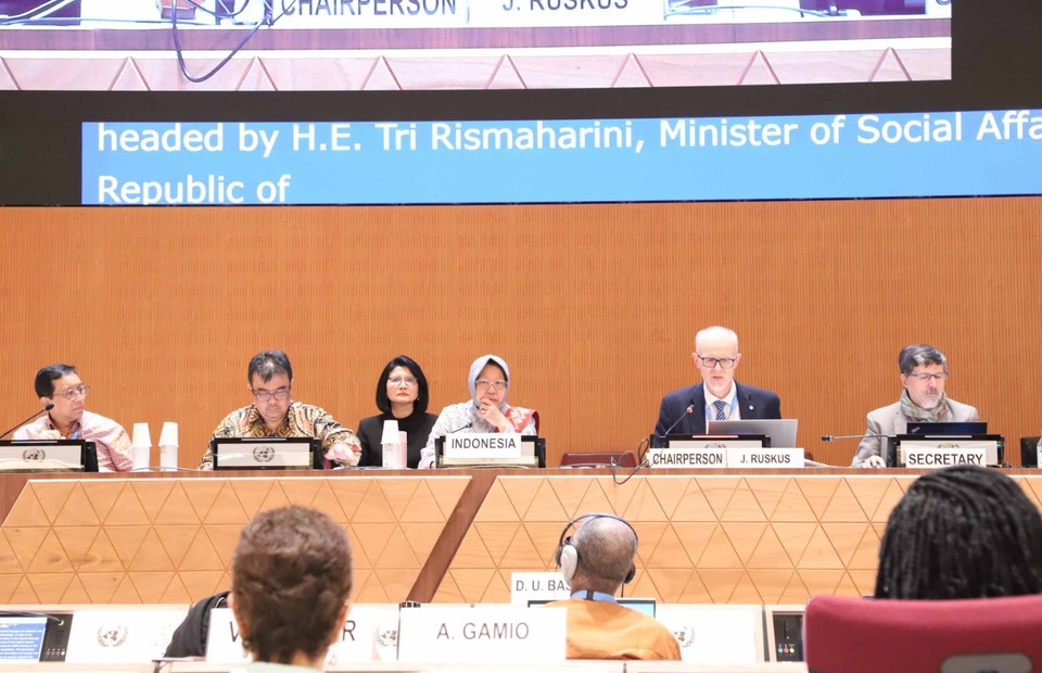 Social Affairs Minister Tri Rismaharini speaks at the 27th session of the Committee on the Rights of Persons with Disabilities (CPRD) dialogue forum on Aug. 18, 2022. (Photo Courtesy of Social Affairs Ministry)