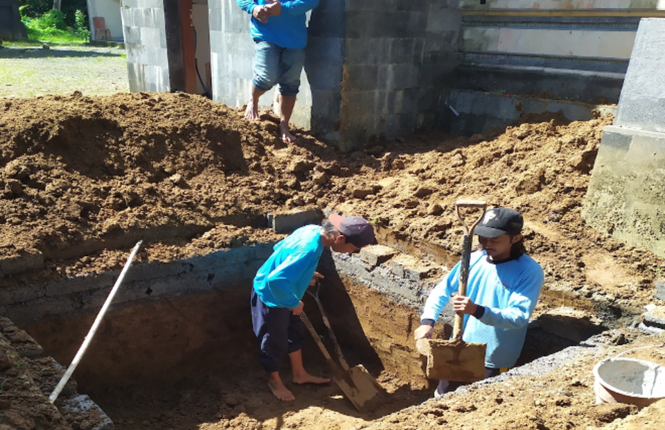 This undated photo shows the construction of one of the infiltration wells in Badung, Bali. The construction is part of the JANMA and The Coca-Cola Foundation