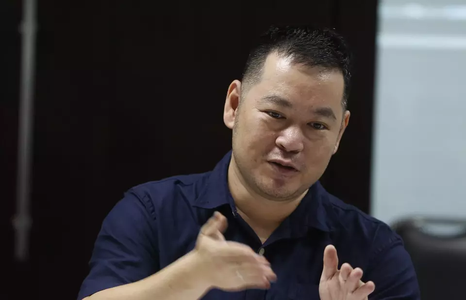 Faspay CEO Eddy Tju speaks during a visit to B-Universe Media Holdings in Jakarta on March 16, 2023. (David Gita Rosa)