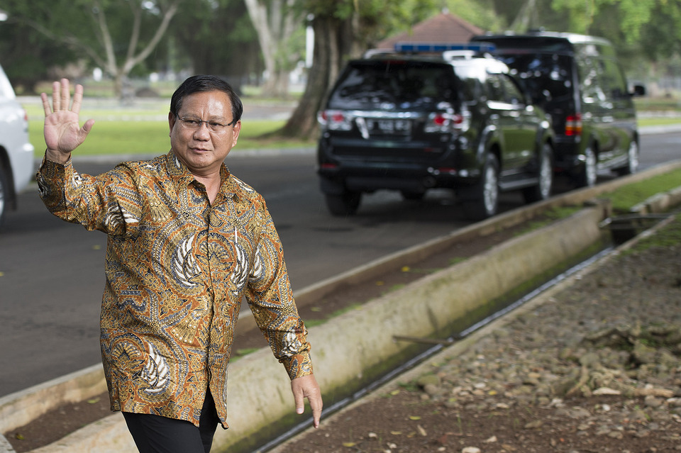 Gerindra chairman Prabowo Subianto has reached out to other parties in an effort to form a political coalition for the upcoming regional elections. (Antara Photo/Widodo S. Jusuf)