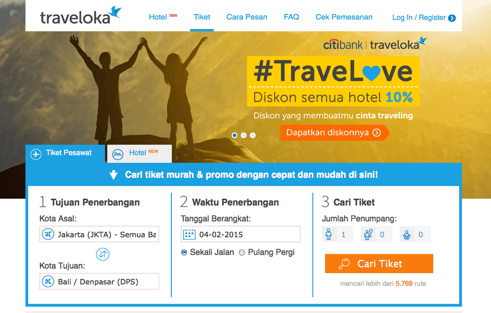 Traveloka announced that its services are now available to users in Australia. (Screenshot from www.traveloka.com)