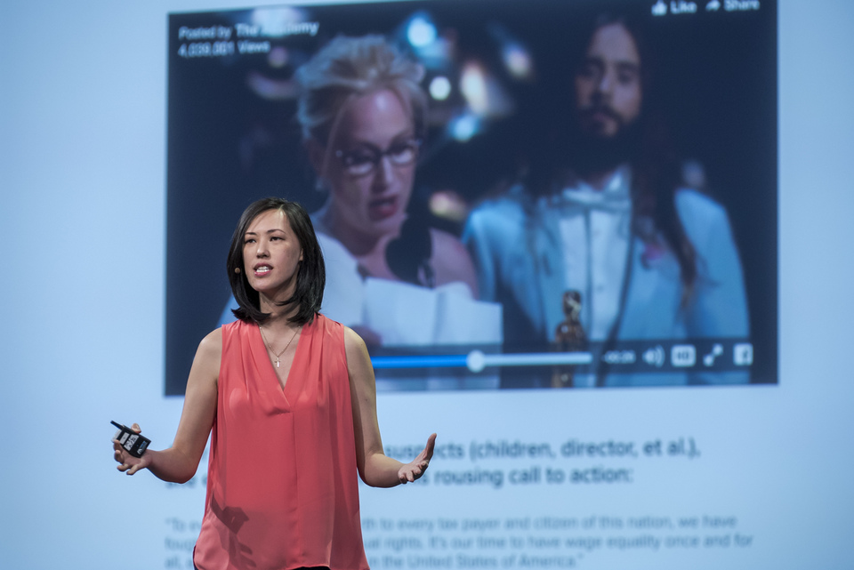 Deborah Liu, director of product marketing for Facebook, speaks during the Facebook F8 Developers Conference in San Francisco, California, US, on March 25, 2015. (Bloomberg Photo/ David Paul Morris)

