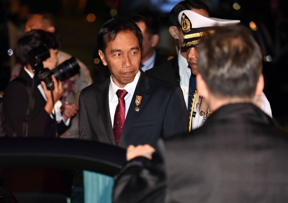 Indonesian President Joko Widodo arrived in Tokyo on Sunday. (AFP Photo/Yoshikazu Tsuno)