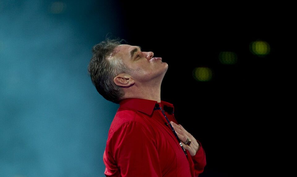 A file picture taken on  February 24, 2012, British singer Morrissey performs during the 53nd Vina del Mar International Song Festival in Vina del Mar, Chile. Rock icon Morrissey will be joined by one of his influences, Blondie, in New York on his latest tour of the United States, he announced on April 3, 2015. (AFP Photo/Martin Bernetti)