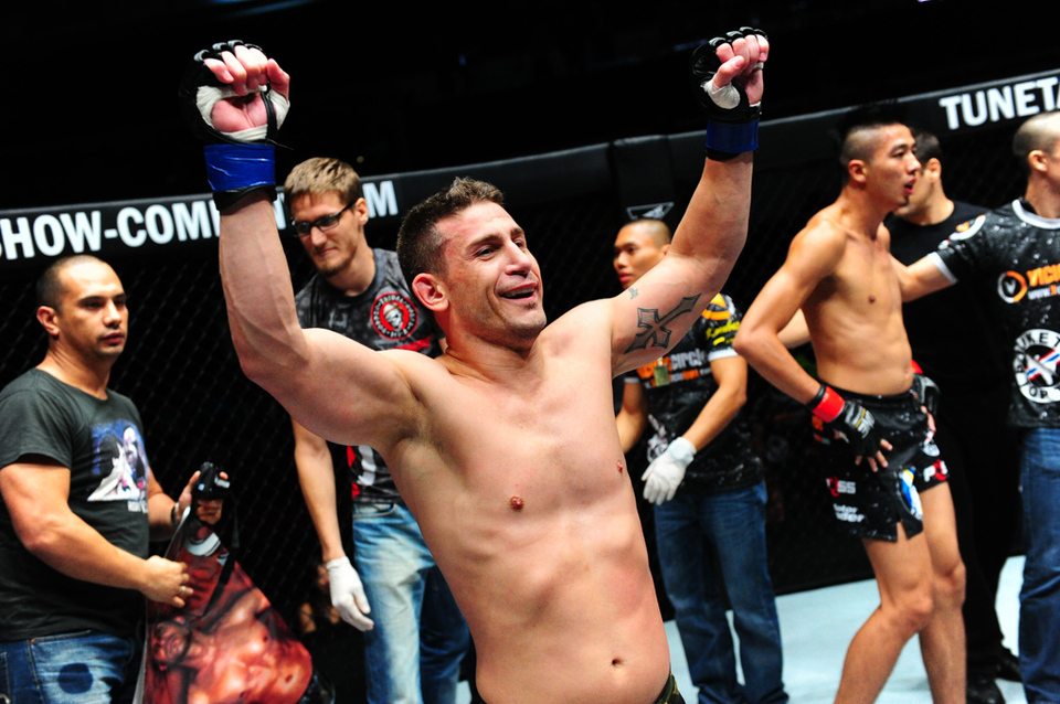 Casey Suire celebrating a win. (Photo courtesy of ONE Championship)