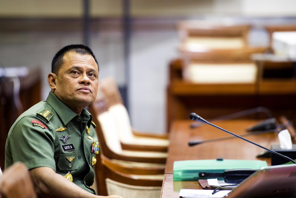 Indonesian Military chief Gen. Gatot Nurmantyo has vowed that the Army will remain neutral during next month's regional elections. (Antara Photo/M. Agung Rajasa)