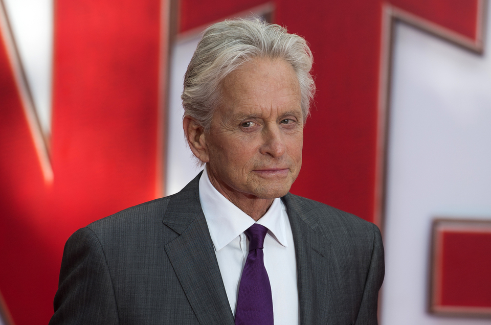 Michael Douglas poses for photographs at the European premiere of ‘Ant-Man’ in London, Wednesday. (EPA Photo/Will Oliver)