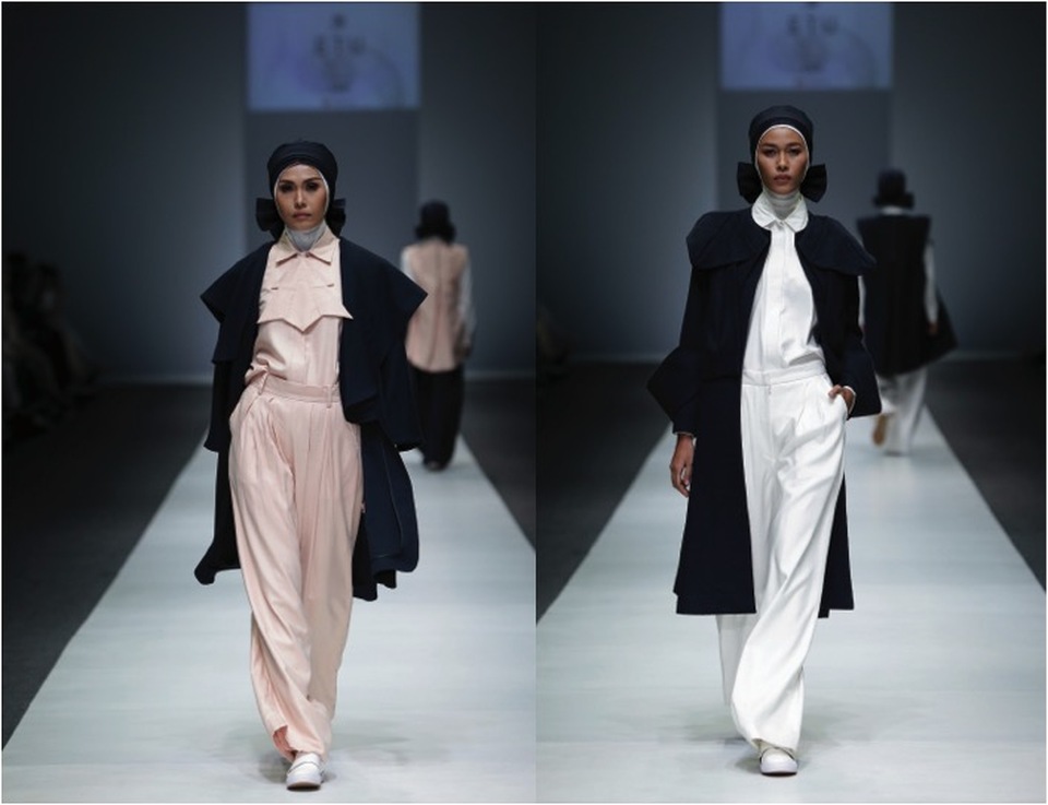 Streamlined workwear looks from ETU by Restu Anggraini. (Photo courtesy of Jakarta Fashion Week)