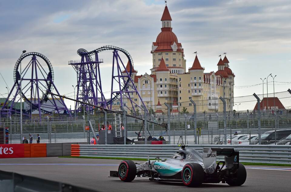 Mercedes AMG Petronas F1 Team's German driver Nico Rosberg drives during the qualifying session of the Russian Formula One Grand Prix at the Sochi Autodrom circuit. (AFP Photo/Andrej Isakovic)