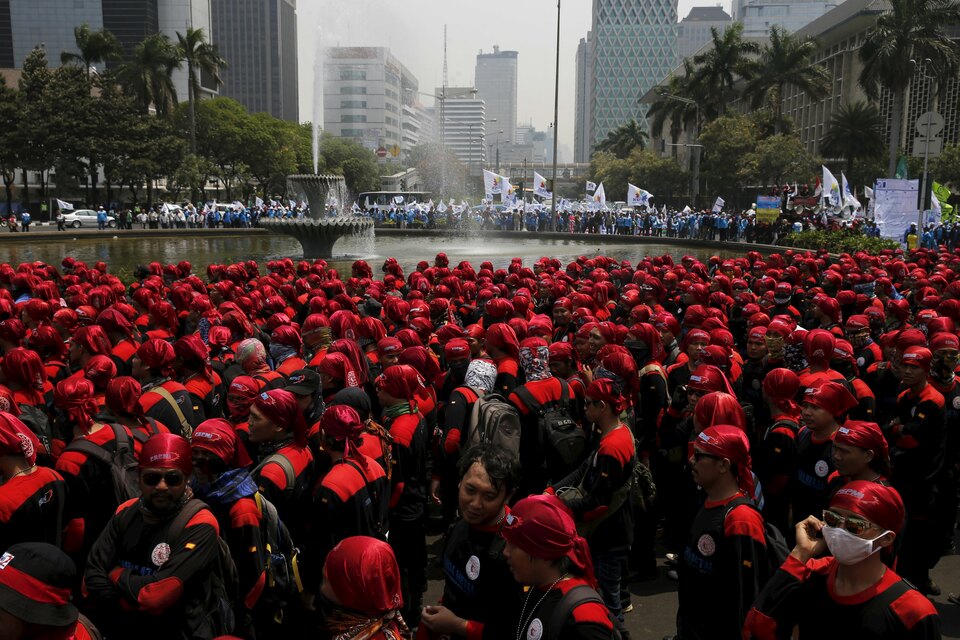 Around 80,000 laborers are expected to attend. (Reuters Photo/Beawiharta)