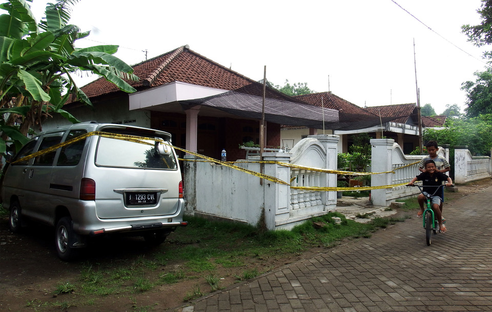 The house in Trowulan village, Mojokerto, were terror suspect Moch Choirul Alam was arrested this weekend. (Antara Photo/Syaiful Arif)