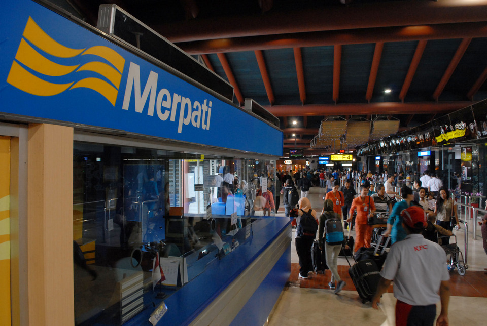 A Merpati Airlines ticket counter at the Soekarno-Hatta International Airport in 2014. (Antara Photo/Lucky R.)