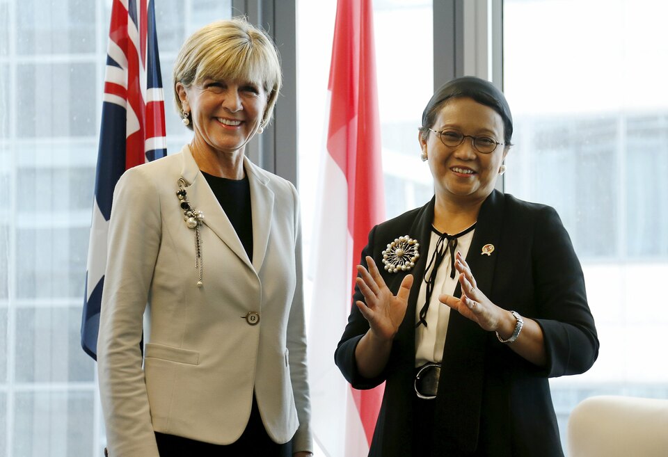 Australian Foreign Minister Julie Bishop, left, with Indonesian Foreign Minister Retno Marsudi in 2015. (Reuters Photo/Jason Reed) 