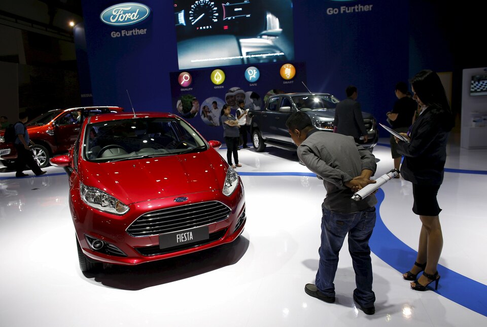 A visitor checks out a Ford Fiesta at the Indonesia International Motor Show in Jakarta. (Reuters Photo/Darren Whiteside)