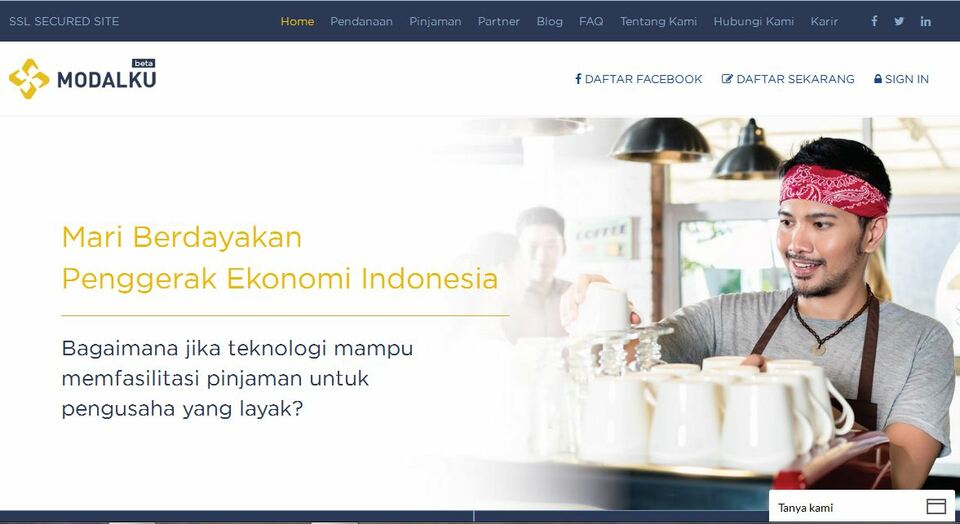 Modalku offers peer-to-peer loans. (JG Screenshot)