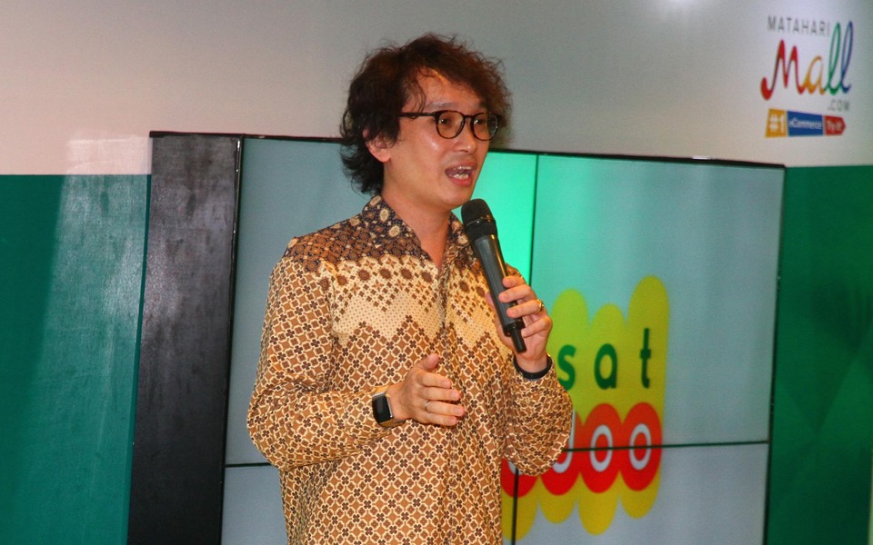 Hadi Wenas, CEO MatahariMall.com, speaks in launching event of strategic cooperation with Indosat Oreedo on Wednesday (16/03). (SP Photo/Ruht Semiono) 