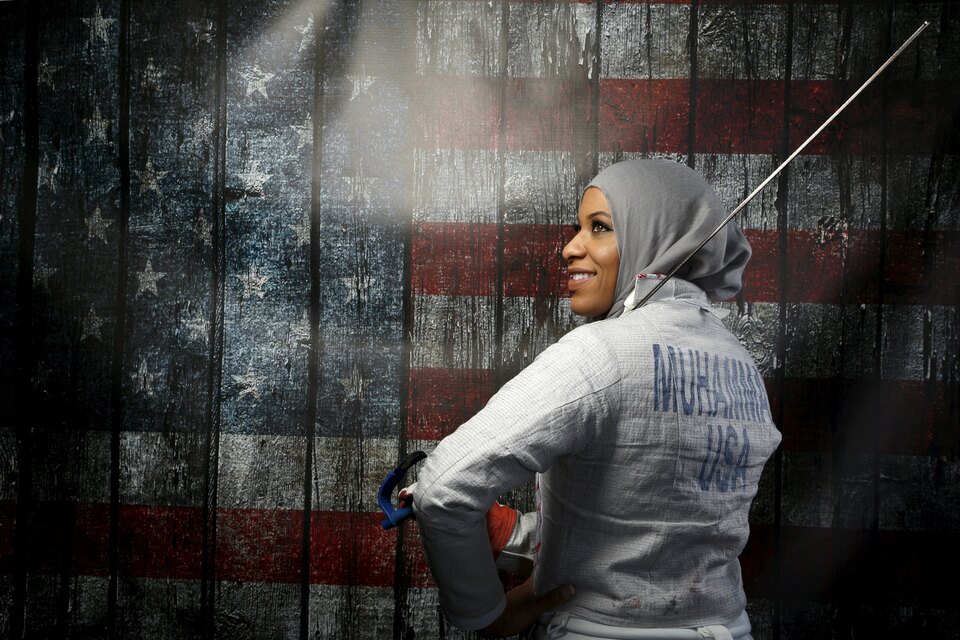 US fencing powerhouse Ibtihaj Muhammad is no stranger to saber rattling, so when the Muslim-American athlete heard Donald Trump threaten to ban Muslims from US shores, it only steeled her resolve to return home with a medal from the Rio Olympics. (Reuters Photo/Lucy Nicholson)