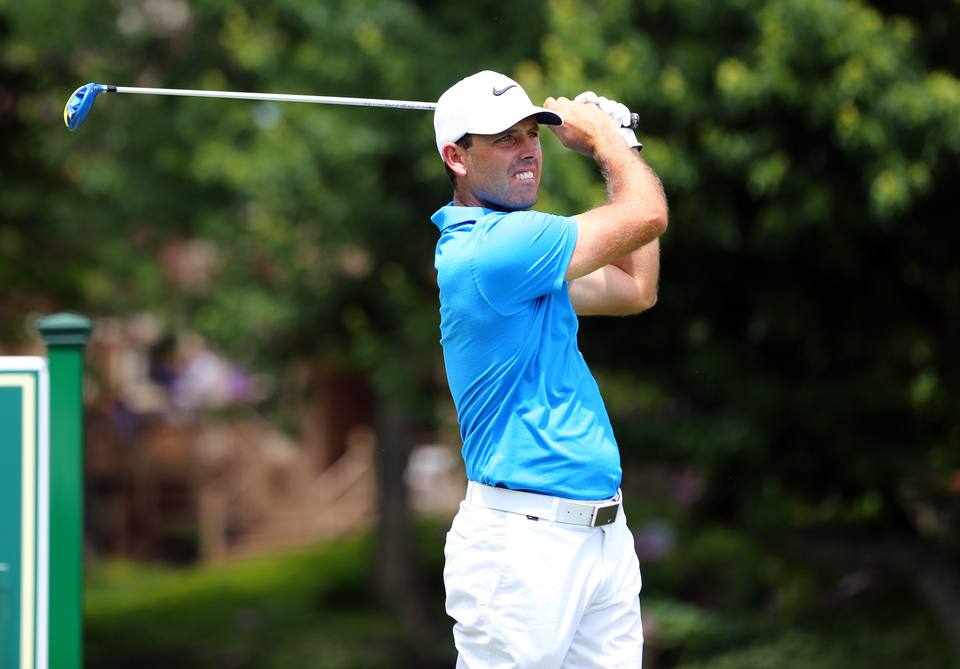 Charl Schwartzel tees off on the eighteenth hole during the second round of The Memorial Tournament at Muirfield Village Golf Club. (Reuters Photo/Aaron Doster-USA TODAY Sports)