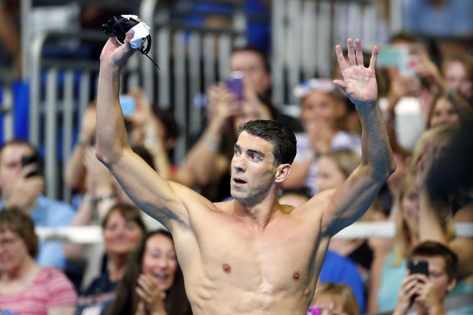 Michael Phelps after the finals for the men's 200-meter butterfly during the in the US Olympic Swimming Team Trials at CenturyLink Center in Omaha, Nebraska, on Wednesday (29/06). (Reuters Photo/Rob Schumacher - USA Today Sports)