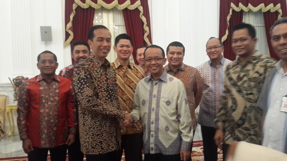 Indonesian Young Entrepreneurs Associaiton meets with President Joko Widodo at the State Palace recently. (Photo courtesy of Hipmi)