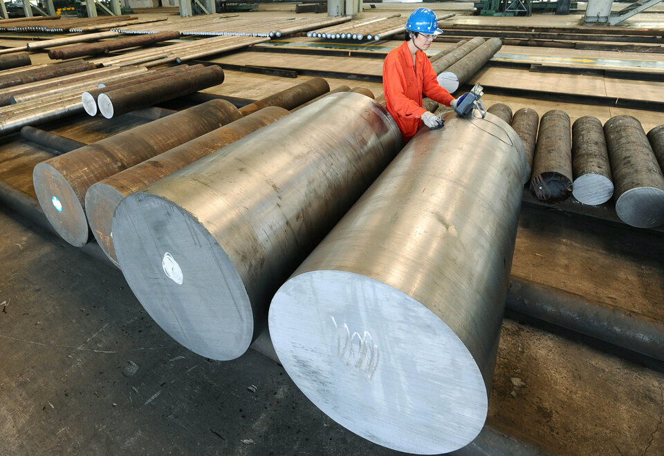 An employee works at a steel factory in Dalian, Liaoning Province, China.  (Reuters Photo/Handout)