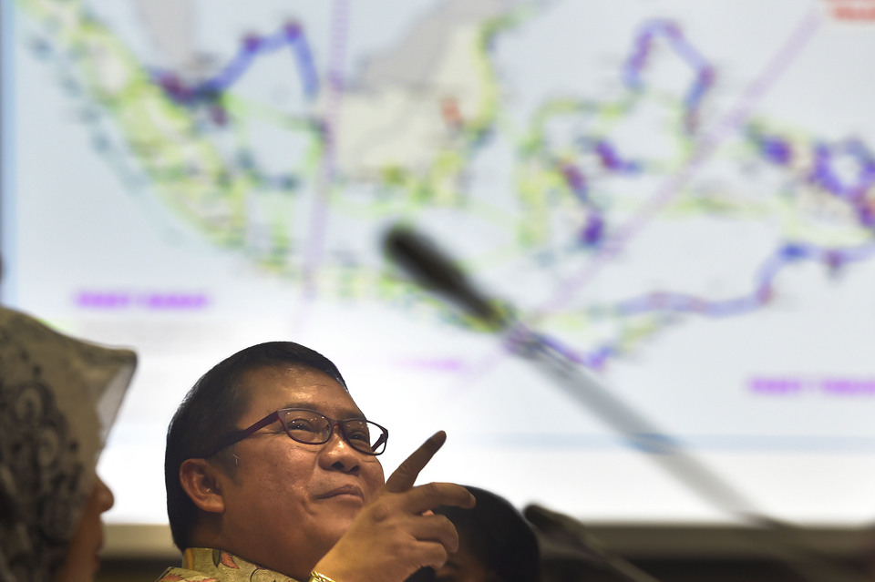 Minister of Communications and Information Technology Rudiantara has said that Indonesia's telecommunications infrastructure may surpass that of Thailand by 2019. (Antara Photo/Puspa Perwitasari)