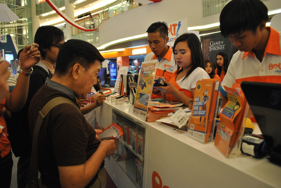 Visitors appear in the second day of a two-day event of "NeXt Gen Experience", where First Media,  Indonesia