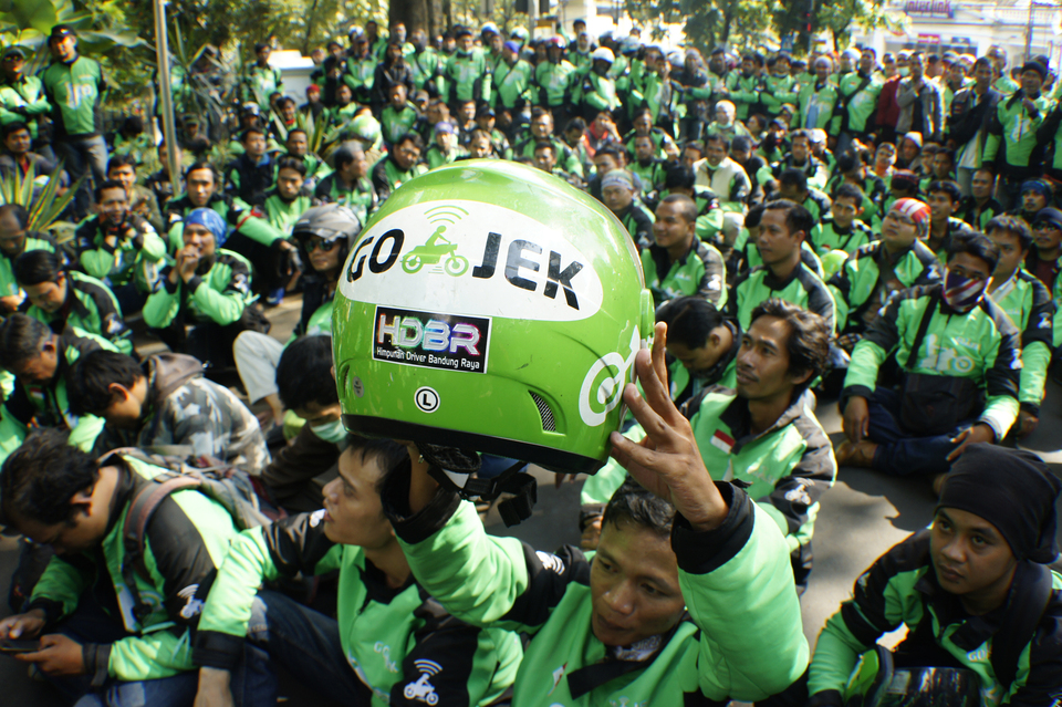 Go-Jek Indonesia launched its services in Hanoi on Wednesday (12/09) under the brand Go-Viet, as part of its $500-million international expansion. (Antara Photo/Agus Bebeng)